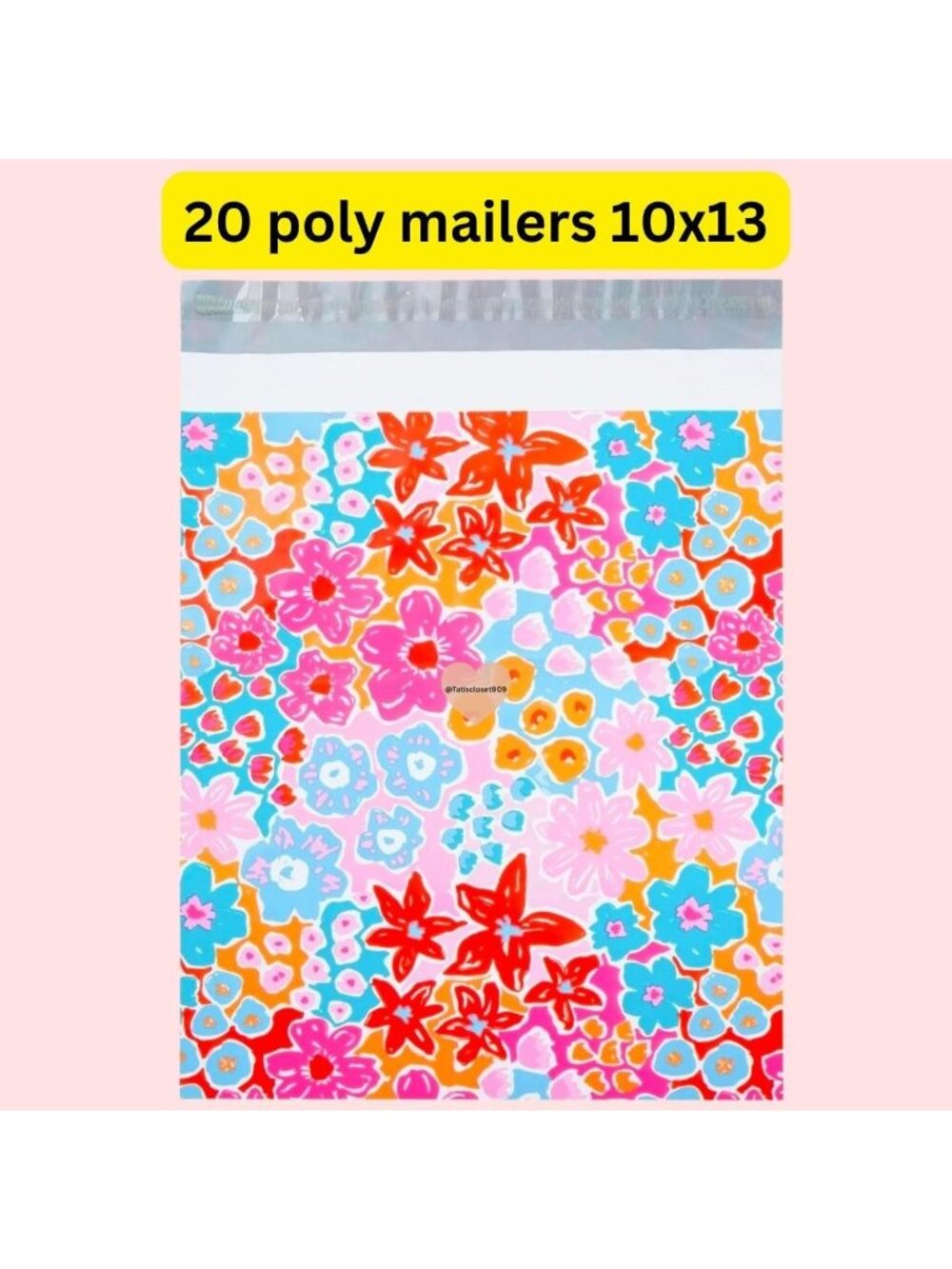 20 Pink Floral Poly Mailers size 10x13